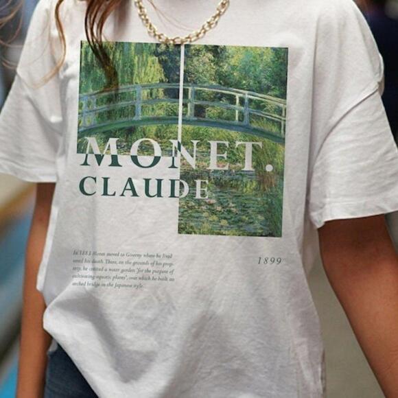 Tops - Claude Monet The Waterlily Pond Art Graphic Tee Museum Style Unisex T-Shirt